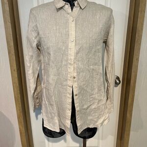 Eileen Fisher Natural Linen Button-Up Shirt